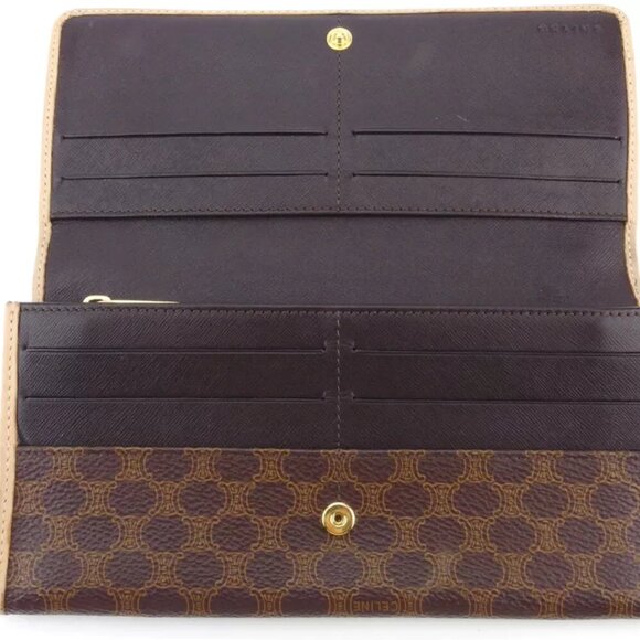 CELINE wallet macadam beige PVC ?~ leather Authentic USED - Picture 5 of 9